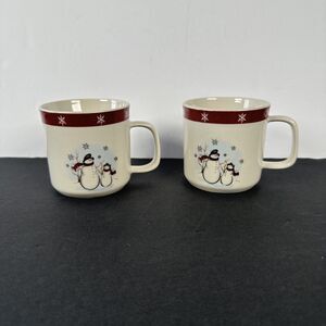 Royal Seasons‎ Stoneware Snowman Coffee/Tea Cups Set Of 2